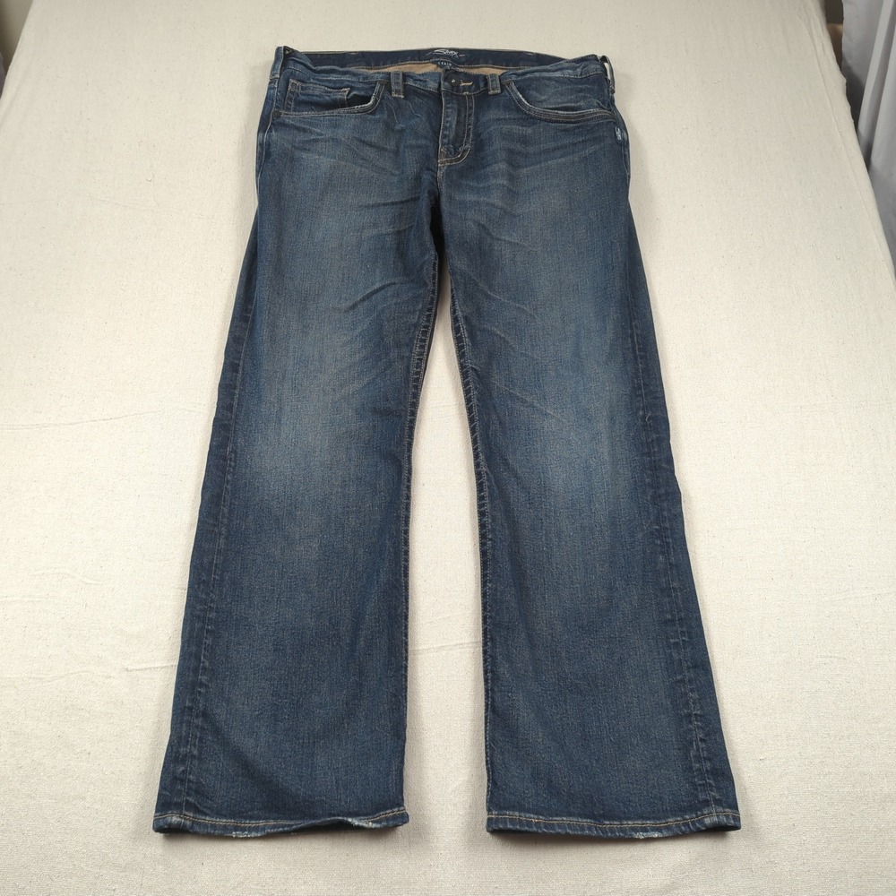 Silver Jeans Mens 36x30 Blue Craig Boot Cut Dark Wash Faded Western